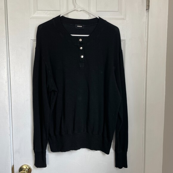 Monrow black quarter snap sweater style HT0545 womens size L - Picture 1 of 6